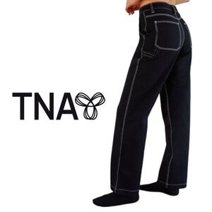 Tna Greenwich Pant High-Waisted Carpenter Pants - Navy Blue - Size 4